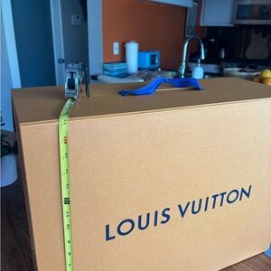 Louis Vuitton Tan Storage Box with Blue Handle
